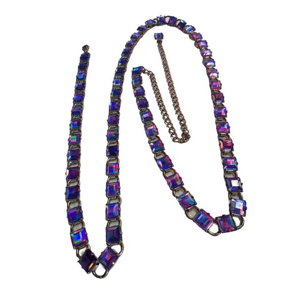 Rare Quality 40” Long Purple Iridescent Link Necklace or Belt Vintage 90s Style - Picture 2 of 9